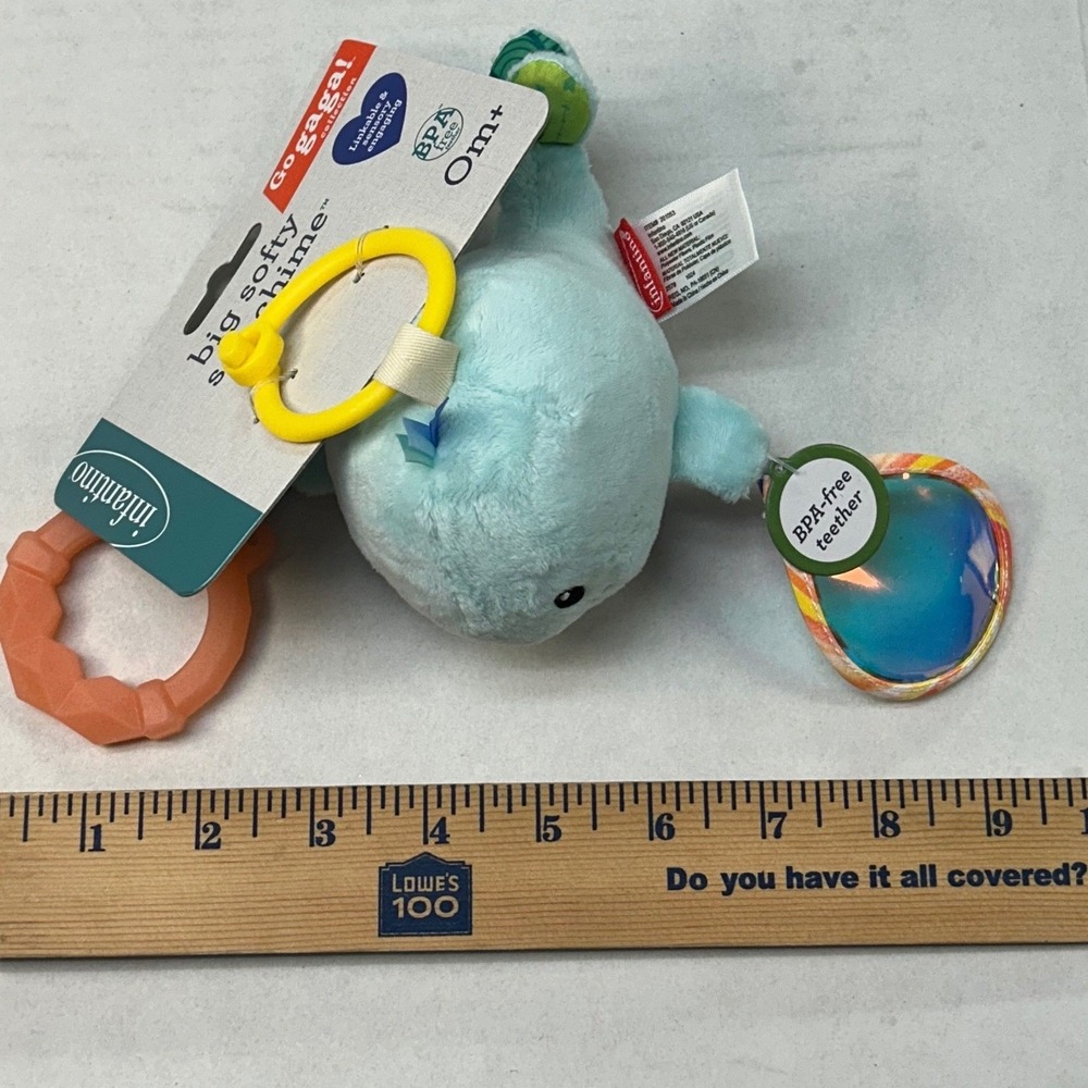 Infantino Gogaga Big Softy Sea Chime Blue Whale Baby Stroller Toy Teether Mirror - Picture 5 of 16